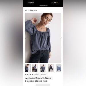 Madewell Jacquard Square-Neck Balloon-Sleeve Top